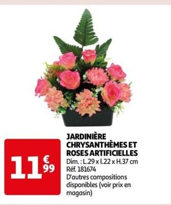 Auchan JARDINIÈRE CHRYSANTHÈMES ET ROSES ARTIFICIELLES offre