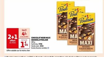 Auchan CHOCOLAT NOIR MAXI GRANOLA POULAIN 180 g offre