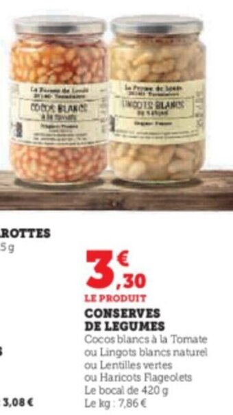 Super U LE PRODUIT CONSERVES DE LEGUMES offre