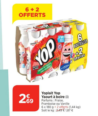 Bi1 Yoplait Yop Yaourt à boire offre