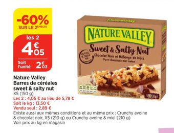 Bi1 Nature Valley Barres de céréales sweet & salty nut offre