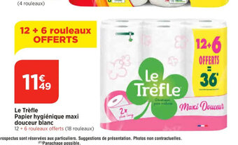 Bi1 Le Trèfle Papier hygiénique maxi douceur blanc offre