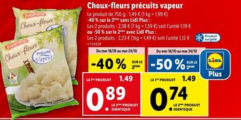 Lidl Choux-fleurs précuits vapeur offre