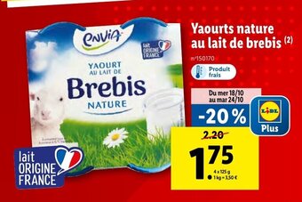 Lidl Yaourts nature au lait de brebis (2) offre