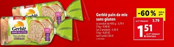 Lidl Gerblé pain de mie sans gluten offre