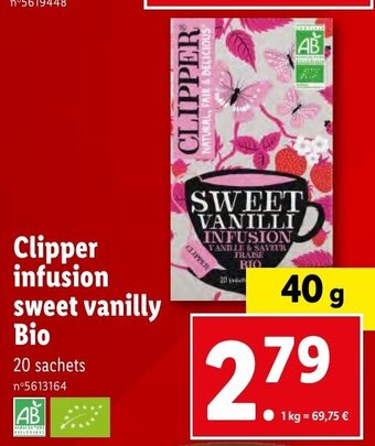 Lidl Clipper infusion sweet vanilly Bio offre