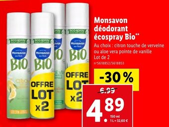 Monsavon déodorant écospray Bio