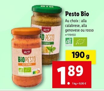 Lidl Pesto Bio offre