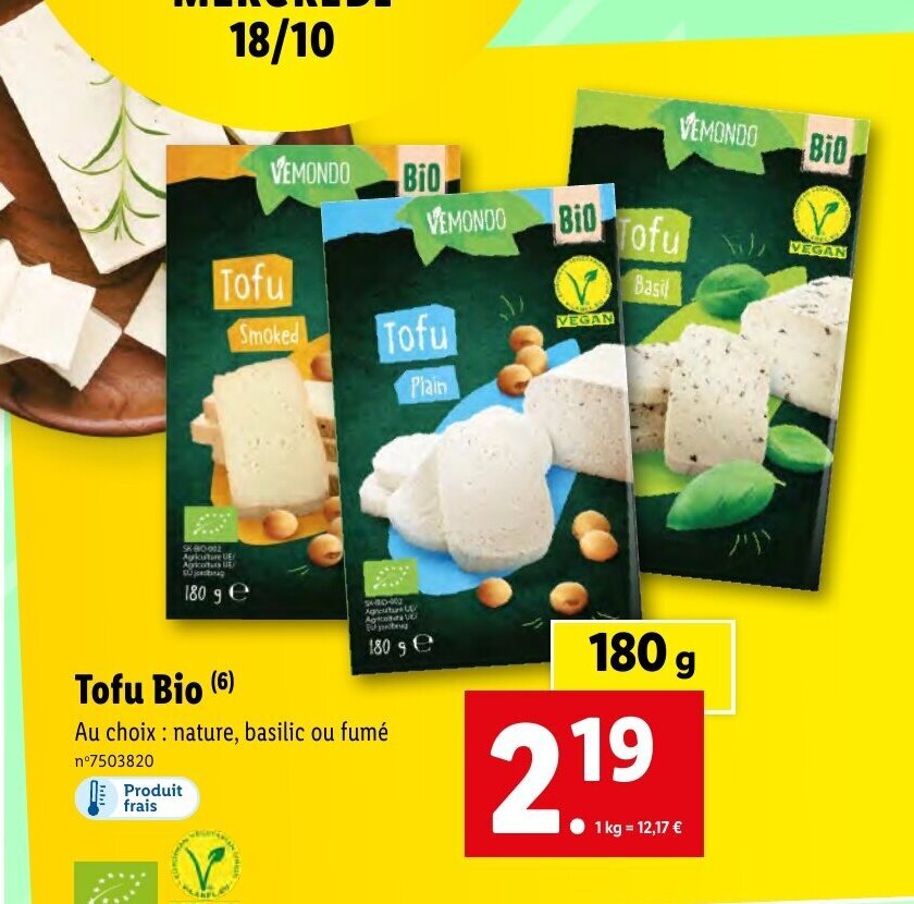 Promo Tofu Bio (6) chez Lidl
