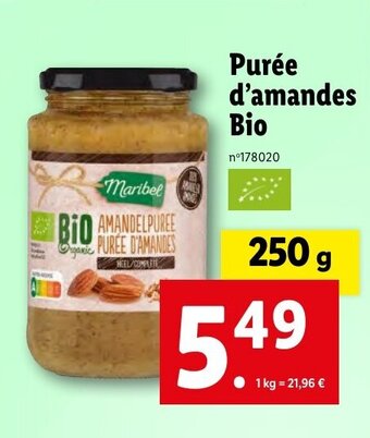 Lidl Purée d'amandes Bio offre