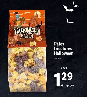 Lidl Pâtes tricolores Halloween offre