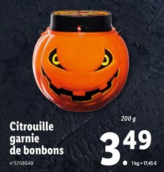 Lidl Citrouille garnie de bonbons offre