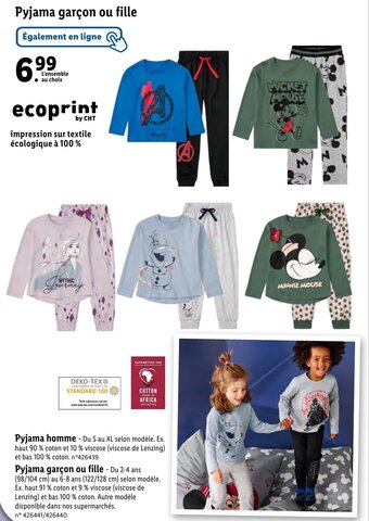 Lidl Pyjama garçon ou fille offre