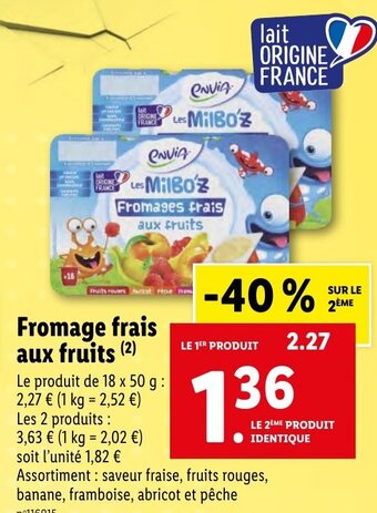 Lidl Fromage frais aux fruits (2) offre