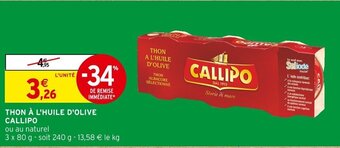 Intermarché THON A L'HUILE D'OLIVE CALLIPO offre