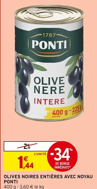 OLIVES NOIRES ENTIÈRES AVEC NOYAU PONTI