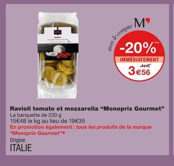 Monoprix gourmet ravioli tomate et mozzarella