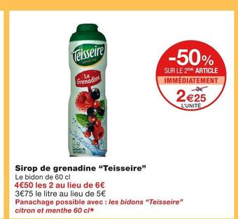 Monoprix Teisseire sirop de grenadine offre