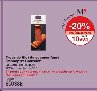 Monoprix Monoprix gourmet cœur de filet de saumon fumé offre