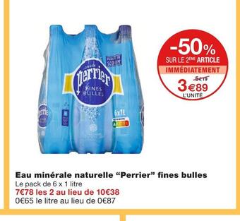 Monoprix Perrier eau minérale naturelle fines bulles offre