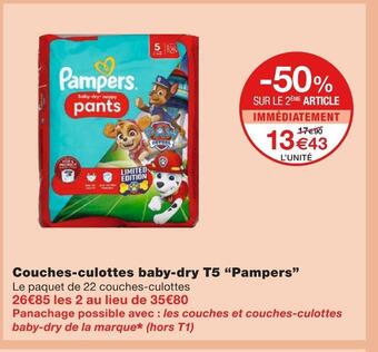 Monoprix Pampers couches-culottes baby-dry t5 offre