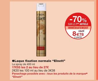 Monoprix L'oréal laque fixation normale elnett offre