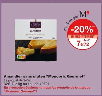 Monoprix Monoprix gourmet amandier sans gluten offre