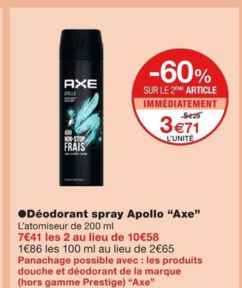 Monoprix Axe déodorant spray apollo offre
