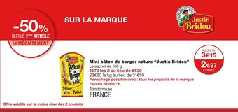 Monoprix Justin bridou mini bâton de berger nature offre