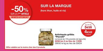 Monoprix Florelli artichauts grillés offre
