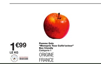 Monoprix Monoprix tous cultiv’acteur pomme gala bee friendly offre