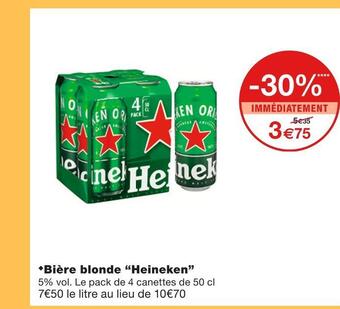 Monoprix Heineken bière blonde offre
