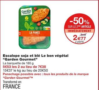 Monoprix Garden gourmet escalope soja et blé le bon végétal offre