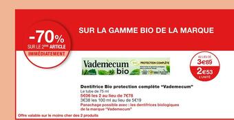 Monoprix Vademecum dentifrice bio protection complète offre