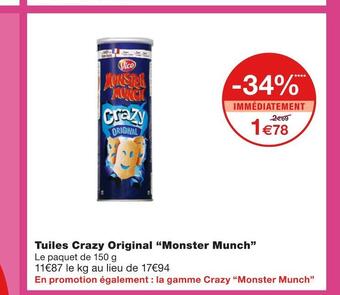 Monoprix Monster munch tuiles crazy original offre