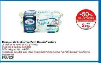 Monoprix Le petit basque douceur de brebis nature offre