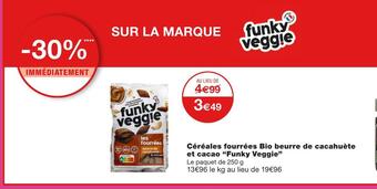 Monoprix Funky veggie céréales fourrées bio beurre de cacahuète et cacao offre