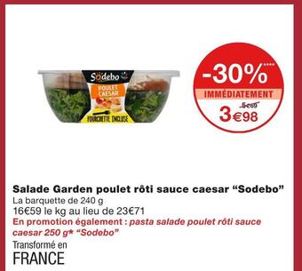 Sodebo salade garden poulet rôti sauce caesar