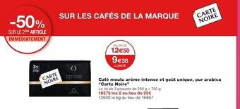 Monoprix Carte noire café moulu arôme intense et goût unique, pur arabica offre