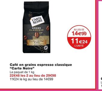 Monoprix Carte noire café en grains espresso classique offre