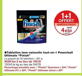 Monoprix Finish tablettes lave-vaisselle tout-en-1 powerball ultimate offre