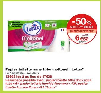 Monoprix Lotus papier toilette sans tube moltonel offre