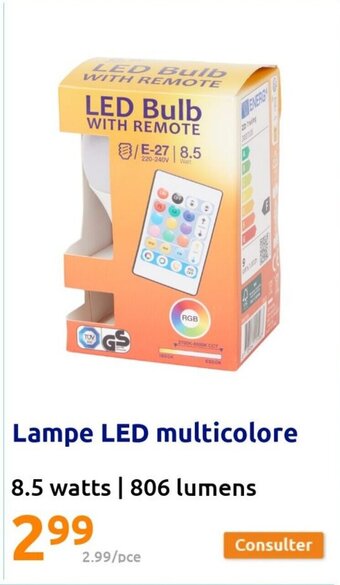 Action Lampe LED multicolore offre