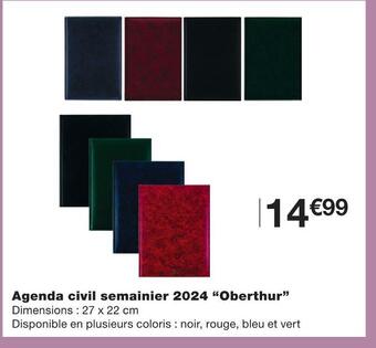 Monoprix Oberthur agenda civil semainier 2024 offre