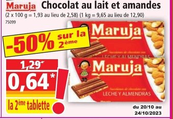 Norma Maruja Chocolat au lait et amandes offre