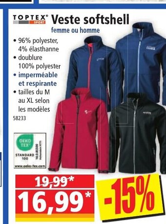 Norma TOPTEX® Veste softshell offre