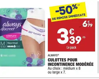 ALDI Culottes pour incontinence modérée offre
