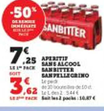 Hyper U Aperitif SANS ALCOOL SANPELLEGRINO offre
