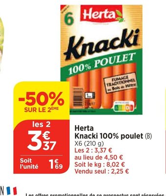 Maximarché Herta Knacki 100% poulet offre