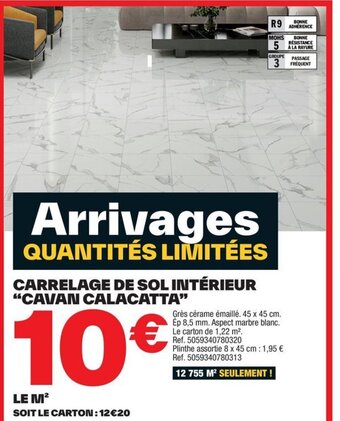 Brico Dépôt CARRELAGE DE SOL INTÉRIEUR CAVAN CALACATTA offre
